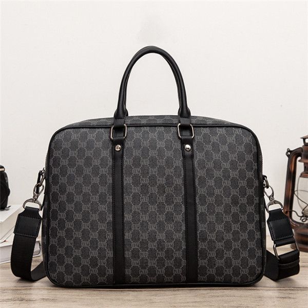

factory wholesale men bag business horizontal leather mens handbag classic printed businesses briefcase street trend joker plaid shoulder ba