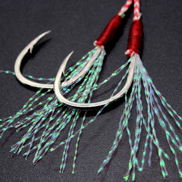 

durable double fishing hook portable assist jig with barb accessory hooks