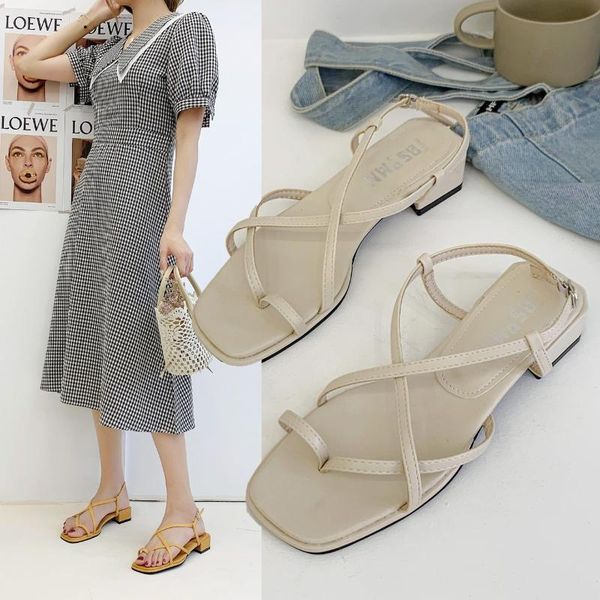 

sandals 2021 women's fashion trend temperament casual and comfortable ins trendy sweet open-toed square toe thick heels, Black