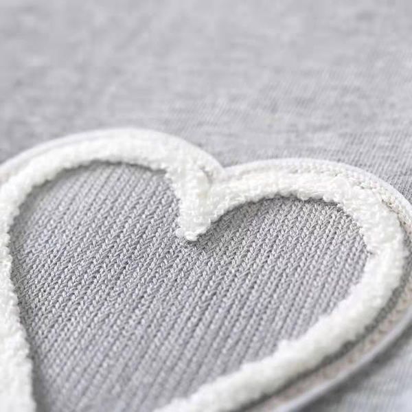 

women's t-shirt fashion summer women and men brand cute towel embroidery flocking three-dimensional heart femal male top, White