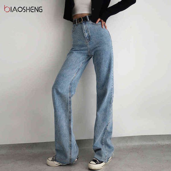 Frauenhosen Mama Jeans Frau Hohe Taille Undefined Baggy Oversize Lose Wide Denim Mode Y2k Gerade Hosen 211129