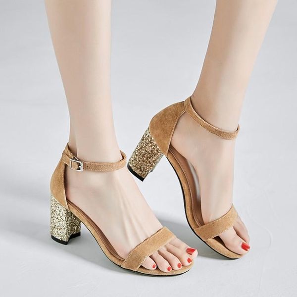 

big size 9  11 12 high heels sandals women shoes woman summer ladies one-word with thick, Black