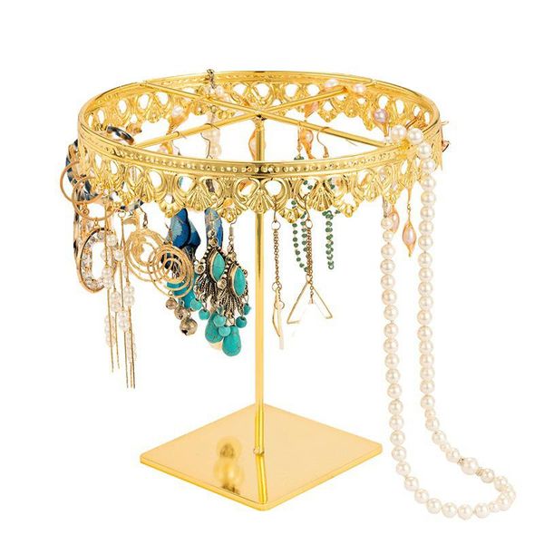 

jewelry pouches, bags display stand iron round metal rotating bracelet necklace, Pink;blue