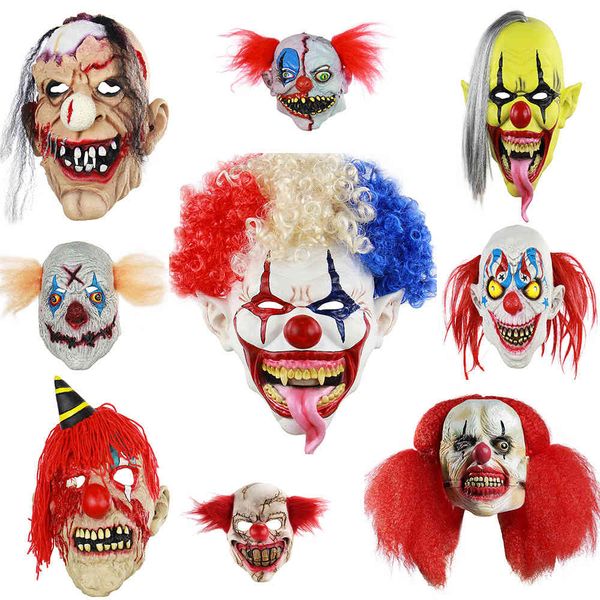 

halloween horror latex mask scary costume props demon clown crazy bleeding