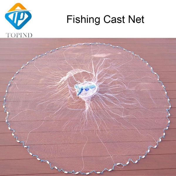 

saltwater fishing catching cast net for bait trap fish with 40 feet handline 3/8inch mesh size 6ft radius accessories