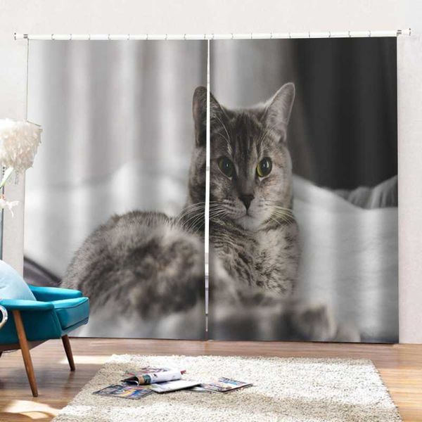 

curtain & drapes home decor 3d window blackout curtains cats printing for living room bedroom modern kitchen