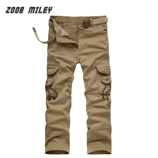

men baggy cargo pants plus size loose fit military tactical army trousers multi-pocket casual work no belt men's, Black