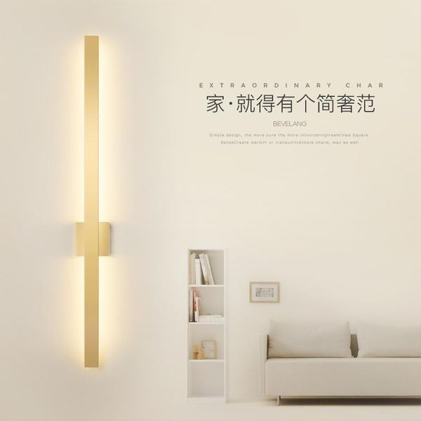 

creative strip living room wall lamp bedroom bedside modern simple nordic minimalist led gold line background