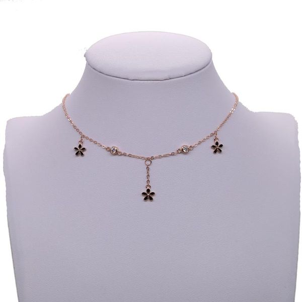 

rose gold silver color black pink delicate flower tassel chain elegant young lady gift spring dainty necklace chains