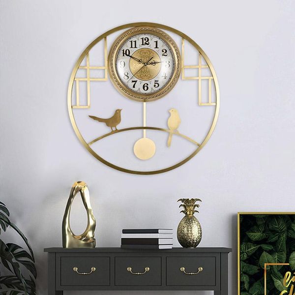 

wall clocks vintage art quartz clock europeanminimalist silent metal gold reloj de pared moderno home decoration 60wcc