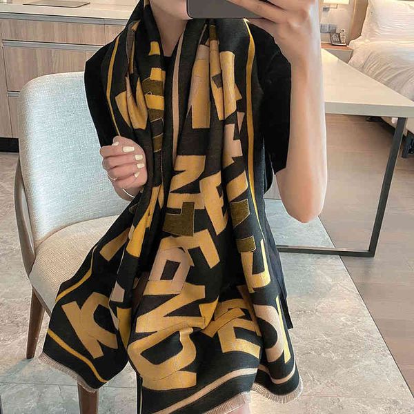 

scarf neckerchief scarves fashion versatile geometric imitation cashmere women's autumn and winter warm air conditioning room shawl dua, Blue;gray