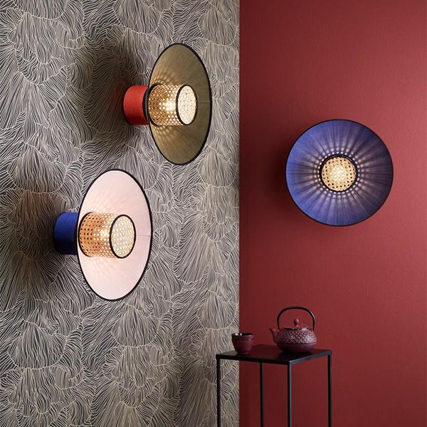 

wall lamp japanese simple rattan weaving post-modern background e27 led lights living room bedroom bedside aisle tea house