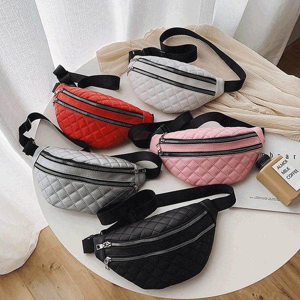 

currently available quilted wallet korean-style versatile pu waist bag shoulder fashion rhombus breast package multi- outdoor bags