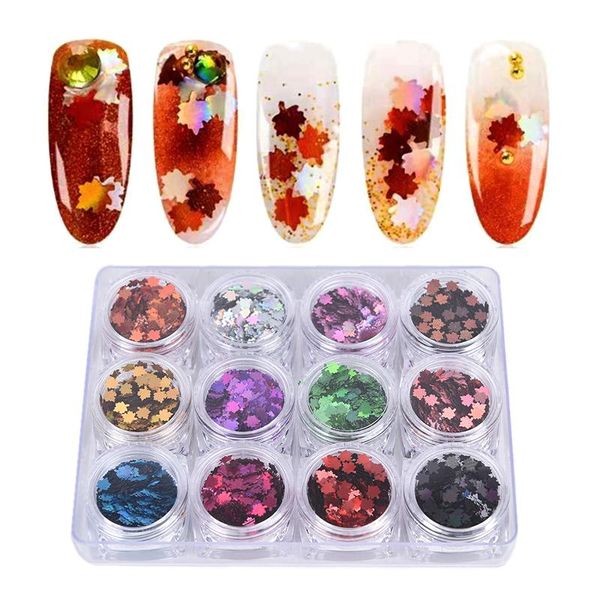 

nail glitter laser multicolor art pailletten vlokken maple uv gel polish tool decor manicure, Silver;gold