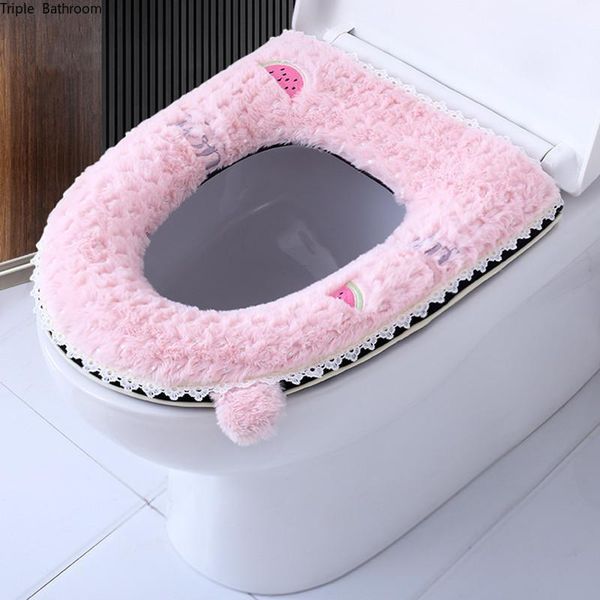 

toilet seat covers winter warmer cover mat bathroom pad cushion thicker soft washable closestool accessories1