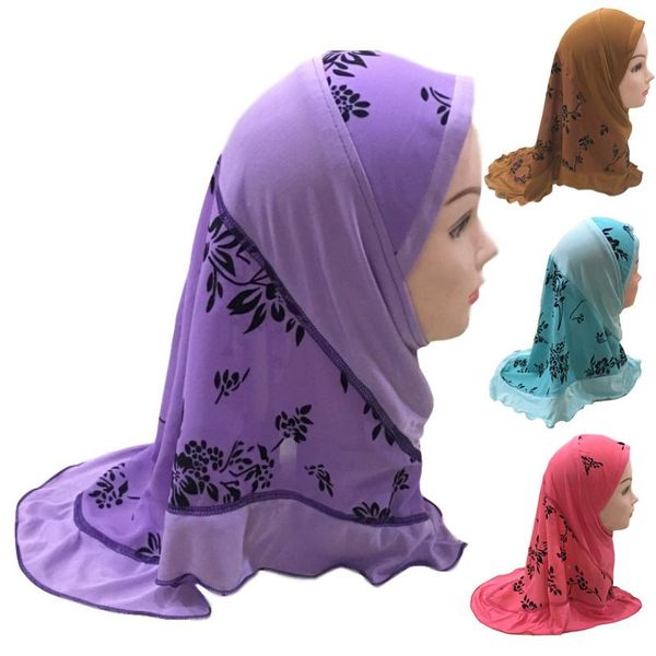 

ethnic clothing printed hijab scarf for kids muslim girls islamic headscarf turban caps fit 2-7 years old arab full cover amira shawls headw, Red