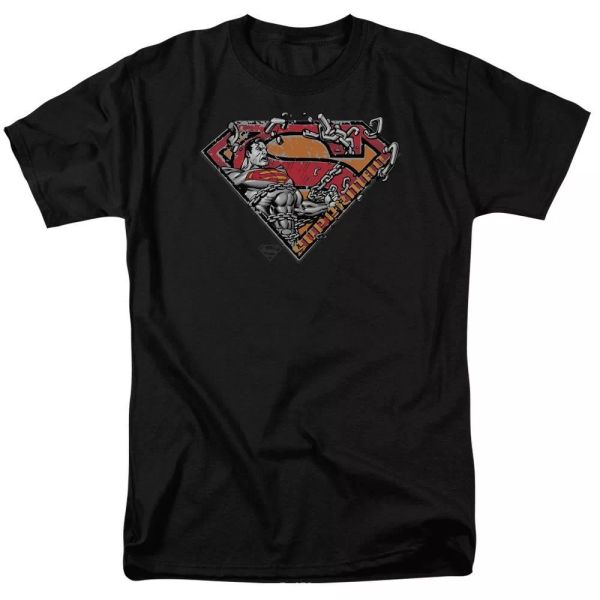 

Superman Breaking Chain Logo T-Shirt DC Comics Sizes S-3X NEW, White;black