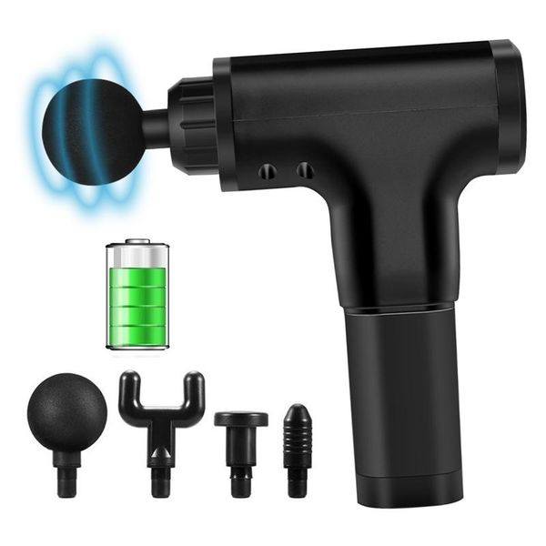 

massage gun black electric facial 4 gears head muscle relaxation release pressure keep fit equipment body training for men/women
