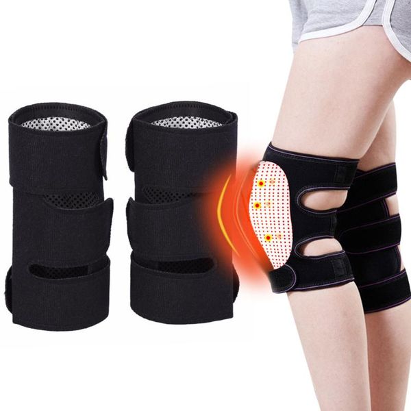 

elbow & knee pads 1 pair tourmaline self heating magnetic therapy kneepads pain relief arthritis brace support patella sleeves, Black;gray