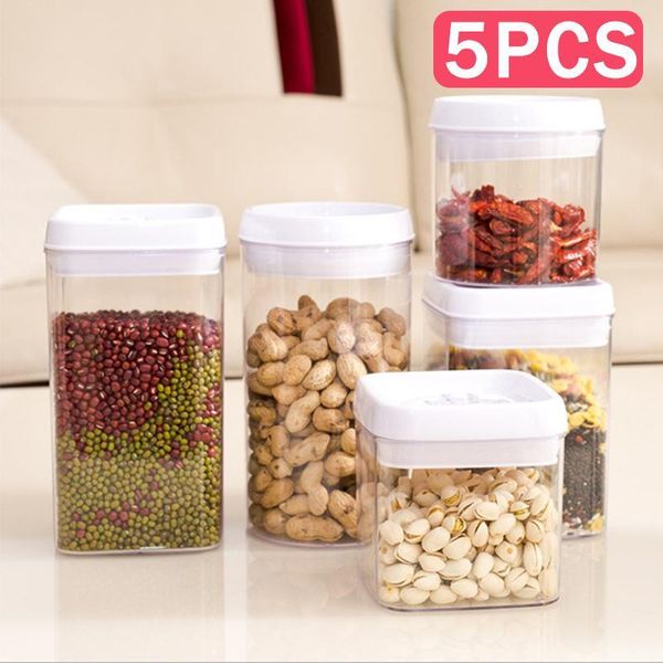 

storage bottles & jars 5pcs/set 0.5l-1.2l food box plastic clear container set kitchen refrigerator dried grains tank