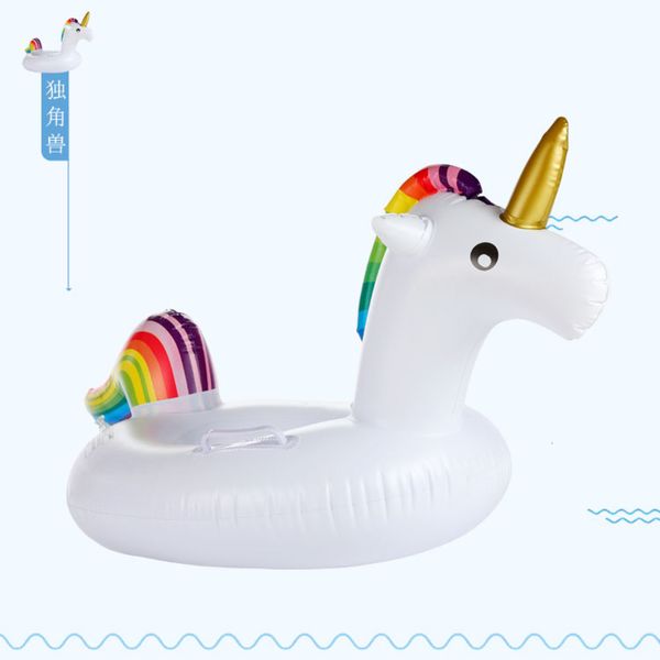 

children's inflatable cartoon unicorn boat infant swimming circle mount, Blue
