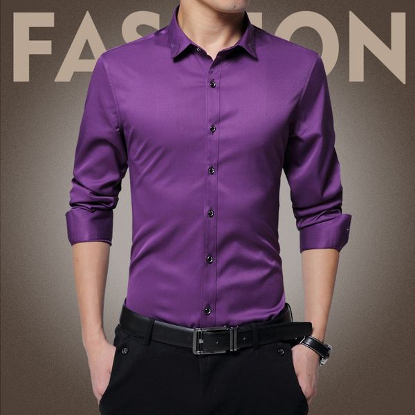 

men's casual shirts wholesale- 7color arrived mens long sleeve work silk and cotton men shirt plus size male wedding dress solid maf4, White;black