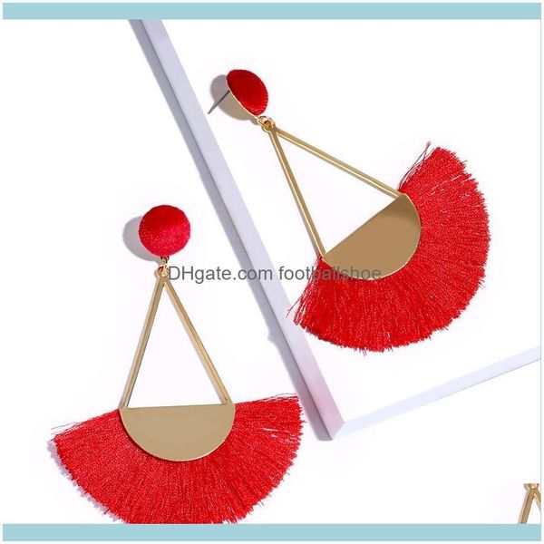 

dangle & chandelier jewelrydesigners aessories personality exaggerated fan shaped tassel earrings women erm35 drop delivery 2021 dx1yd, Silver
