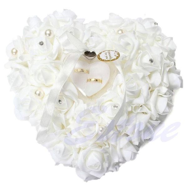 

gift wrap 1pcs heart-shape valentine's day ring box romantic rose flower wedding jewelry case bearer cushion pillow holder decor
