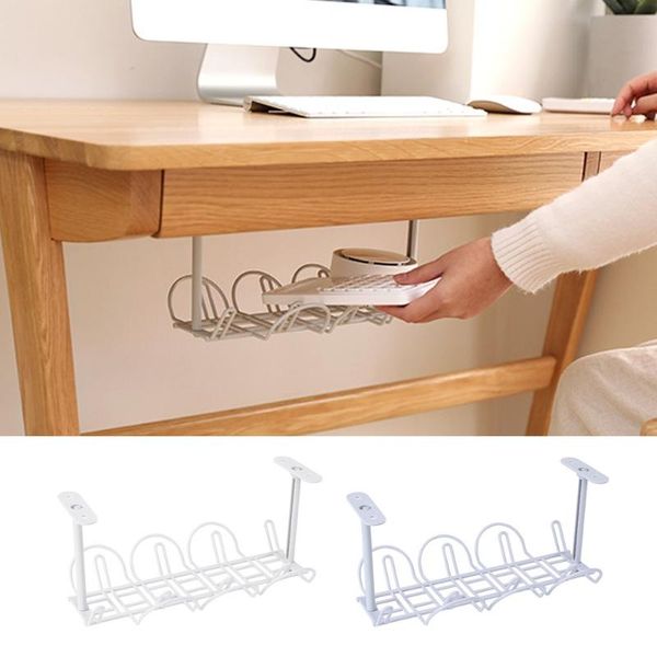 

hooks & rails under table storage rack cable shelf bottom socket holder hanging line finishing home office desk wire organizer