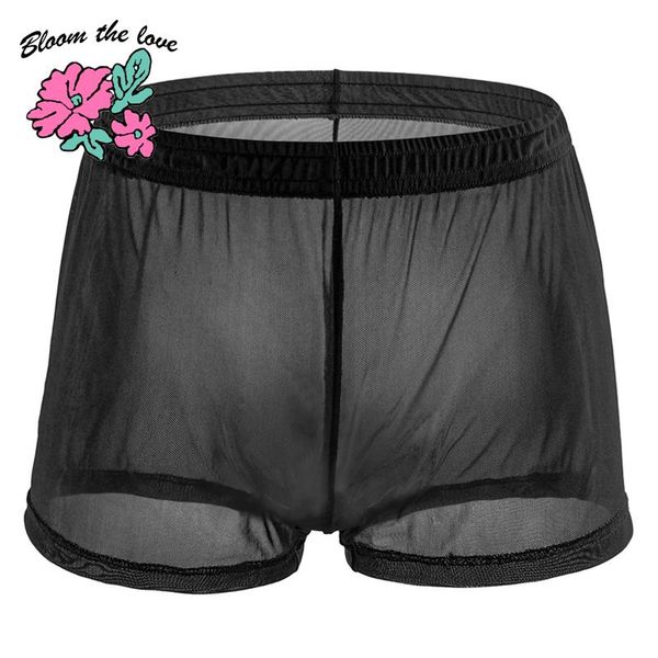 

underpants [bloom the love] shorts boxer men underwear mesh mens boxers panties cuecas masculina man underpant boxershorts -2xl, Black;white