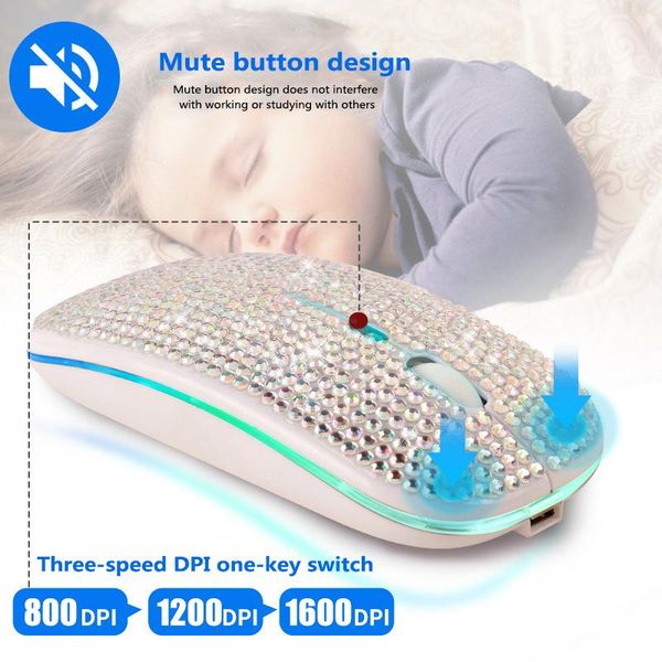 

2.4 ghz mini wireless smart mouse usb ergonomic receiver rechargeable rgb colorful silent for home office use mice