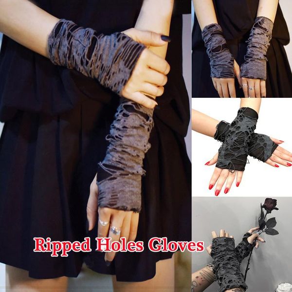 

five fingers gloves 1pair gothic black fingerless long glove halloween funny punk rock jazz disco mittens clubwear dance cosplay costum, Blue;gray