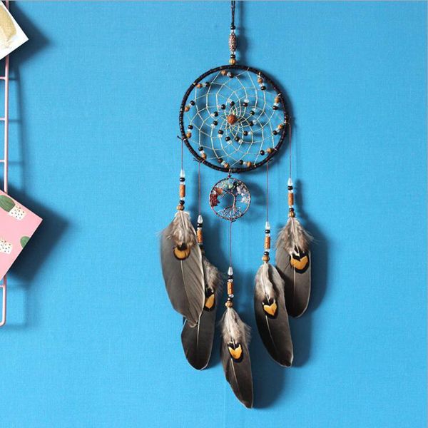 Dreamcatcher Wind Chimes Handmade Nordic Dream Catcher Net с перьями бусины стены висит на стене Dreamcatcher Craft подарок домой декорат