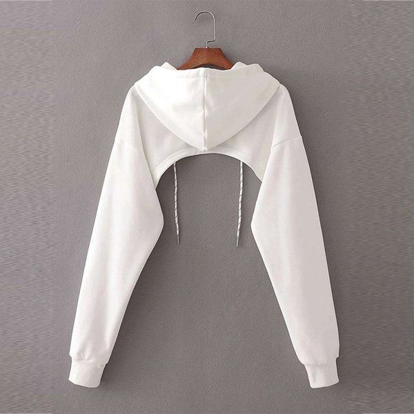 

hooded back sweater long sleeve short style, Black