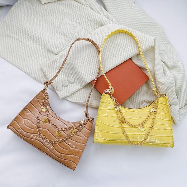 

evening bags fashion women butterfly chain shoulder underarm bag casual ladies small hobos handbag alligator pattern pure color leather