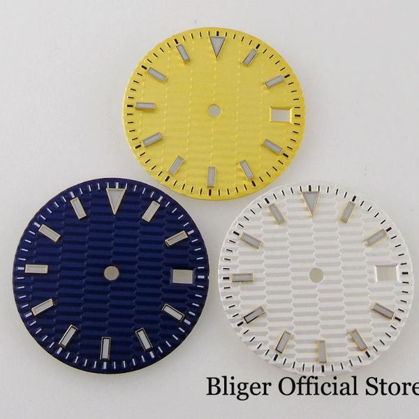 

repair tools & kits fit nh35a movement 29mm steel watch dial face gold/blue/white luminous index