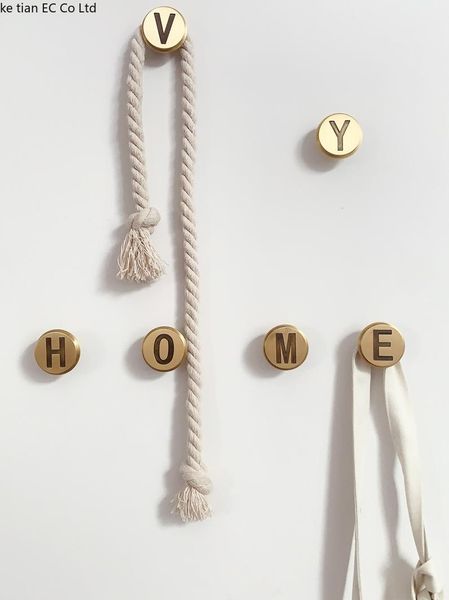 

hangers & racks creative brass hook 26 english letters nordic coat porch metal wall decoration