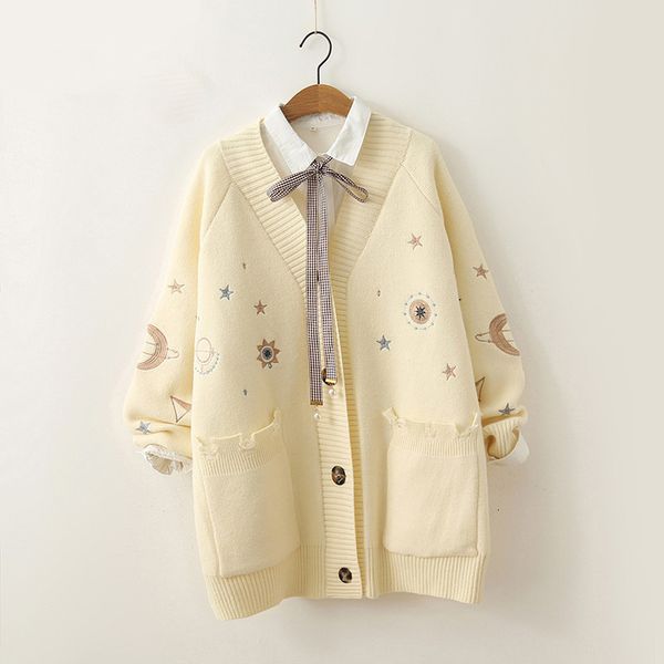 

women's sweaters saleqi women's winter sweater, knitted cardigan with a v-collar, stars, embroidered moon, long pink jacket, chris, White;black