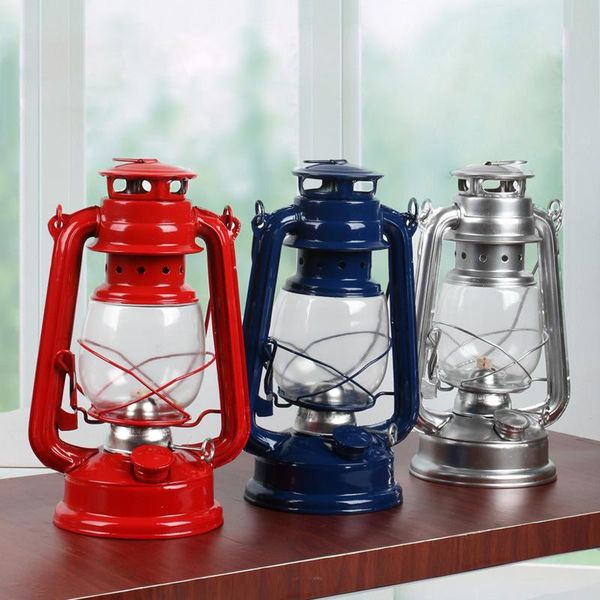 

nostalgic iron kerosene lamp ornaments old hand glass lantern decorations outdoor camping props candles