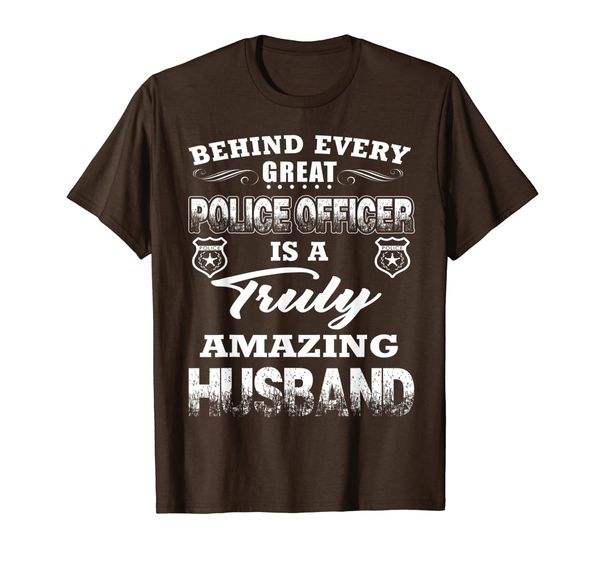 

behind every great police officer is truly amazing husband t-shirt, White;black
