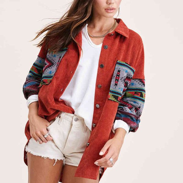 

women's jackets casaco de retalhos veludo casaco feminino bolso turn-down collar solto Ãºnico breasted jaquetas femininas manga longa im, Black;brown