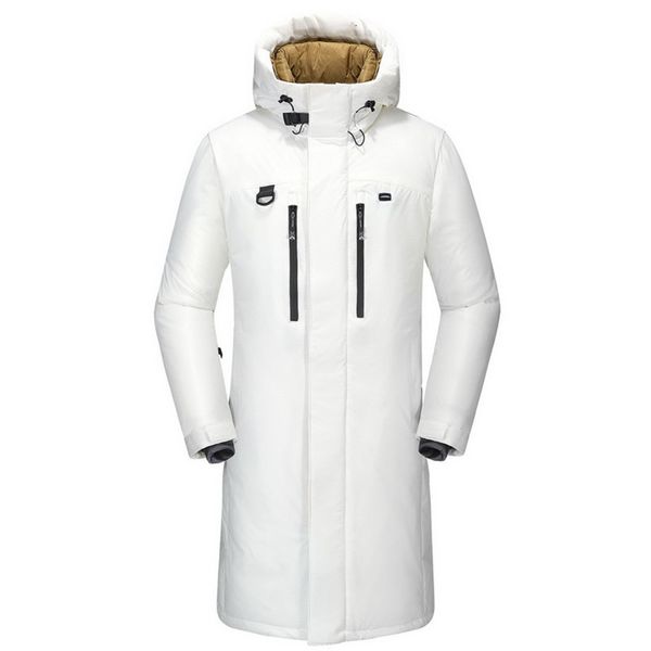 

men's down & parkas men russia winter long section windproof cold and warm hooded white duck jacket casual thick parka outwear 1j7h, Black