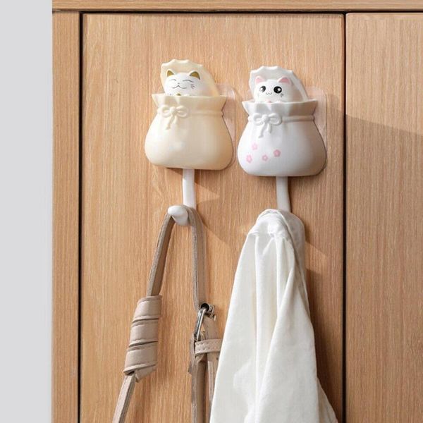 

lucky cat strong sticky hook bathroom sundries organizer clothes storage rack key holder wall for home decoration accessories hooks & rails