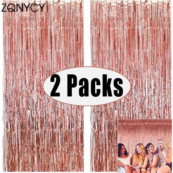 

2pack party backdrop metallic foil fringe tinsel curtain kids birthday wedding decoration baby shower favor supplies