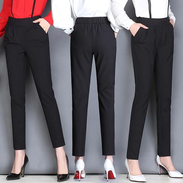 

women's pants & capris autumn casual harem 2021 spring summer fashion loose ankle-length trousers female classic high elastic waist pan, Black;white