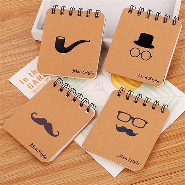 

1pcs kawaii stationery mr beard series coils ben portable notebook doodles notepads, Purple;pink