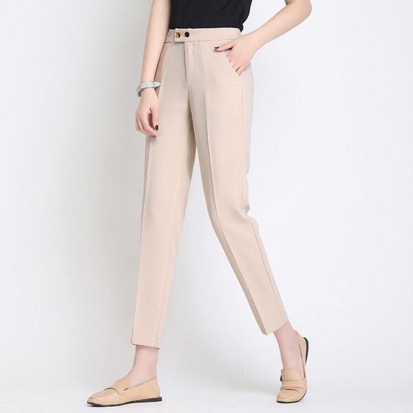 

new two button high waist trousers in spring of 2019, Black;white