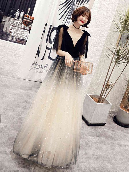 

luxury prom dresses mori 2021 femininity long fairy eam banquet performance annual meeting evening, Black