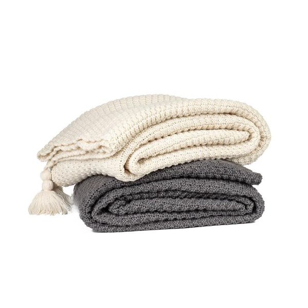 

blankets microfine ins nordic sofa blanket siesta tassel knitted throw conditioning 100% acrylic