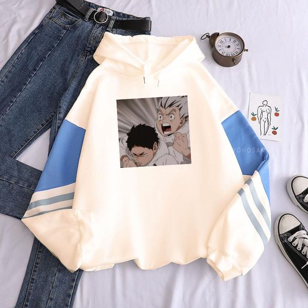 

men's hoodies & sweatshirts harajuku japan anime haikyuu manga kotaru bokuto printing hooded women funny cartoon volleyball club fashio, Black